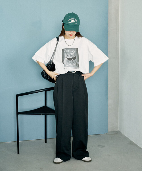 PUBLUX（パブリュクス）の「PUBLUX/パブリュクス ”Genteel”キャット アニマルプリントTシャツ　限定展開（Tシャツ/カットソー・レディース・チャコールグレー/オフホワイト/ベージュ・SMALL/LARGE/MEDIUM）」の17枚目の写真