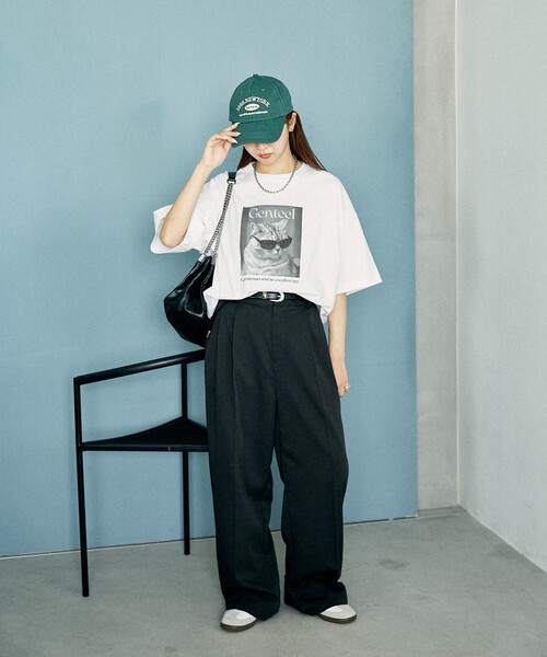 PUBLUX（パブリュクス）の「PUBLUX/パブリュクス ”Genteel”キャット アニマルプリントTシャツ　限定展開（Tシャツ/カットソー・レディース・チャコールグレー/オフホワイト/ベージュ・SMALL/LARGE/MEDIUM）」の20枚目の写真