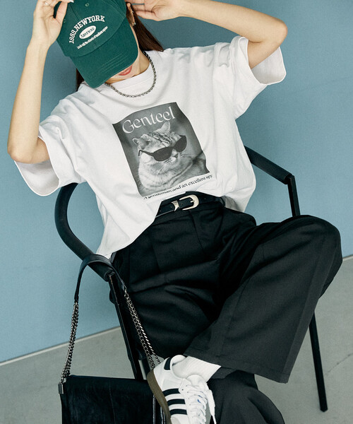 PUBLUX（パブリュクス）の「PUBLUX/パブリュクス ”Genteel”キャット アニマルプリントTシャツ　限定展開（Tシャツ/カットソー・レディース・チャコールグレー/オフホワイト/ベージュ・SMALL/LARGE/MEDIUM）」の21枚目の写真