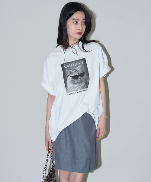 PUBLUX(パブリュクス)の「PUBLUX/パブリュクス ”Genteel”キャット アニマルプリントTシャツ 限定展開(Tシャツ/カットソー・レディース・チャコールグレー/オフホワイト/ベージュ・SMALL/LARGE/MEDIUM)」の10枚目の写真