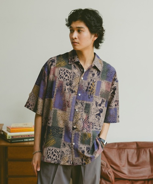 RAGEBLUE（レイジブルー）の「＜接触冷感＞総柄プリントシアーシャツ（シャツ/ブラウス・メンズ・ブルー系その他/ベージュ系その他/ブラック系その他/ブラウン系その他・SMALL/MEDIUM/LARGE）」の21枚目の写真