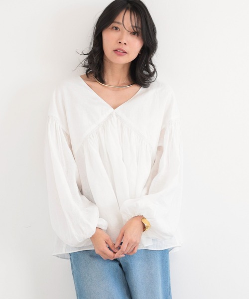 BARNYARDSTORM（バンヤードストーム）の「BARNYARDSTORM /  ボリュームリネンブラウス（シャツ/ブラウス・レディース・ブラック/ホワイト・S/M）」の4枚目の写真