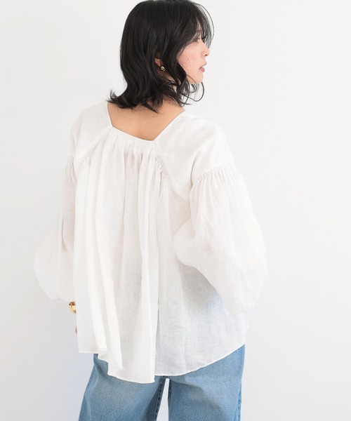 BARNYARDSTORM（バンヤードストーム）の「BARNYARDSTORM /  ボリュームリネンブラウス（シャツ/ブラウス・レディース・ブラック/ホワイト・S/M）」の6枚目の写真