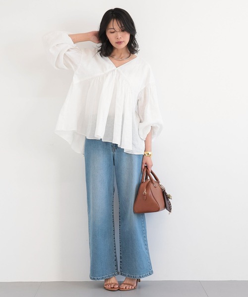 BARNYARDSTORM（バンヤードストーム）の「BARNYARDSTORM /  ボリュームリネンブラウス（シャツ/ブラウス・レディース・ブラック/ホワイト・S/M）」の13枚目の写真