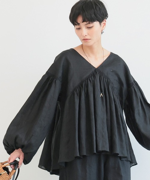 BARNYARDSTORM（バンヤードストーム）の「BARNYARDSTORM /  ボリュームリネンブラウス（シャツ/ブラウス・レディース・ブラック/ホワイト・S/M）」の9枚目の写真