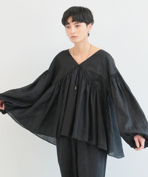 BARNYARDSTORM（バンヤードストーム）の「BARNYARDSTORM /  ボリュームリネンブラウス（シャツ/ブラウス・レディース・ブラック/ホワイト・S/M）」の12枚目の写真