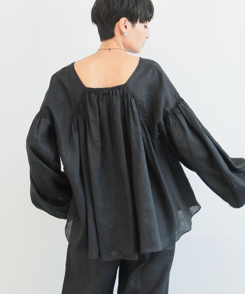 BARNYARDSTORM（バンヤードストーム）の「BARNYARDSTORM /  ボリュームリネンブラウス（シャツ/ブラウス・レディース・ブラック/ホワイト・S/M）」の11枚目の写真