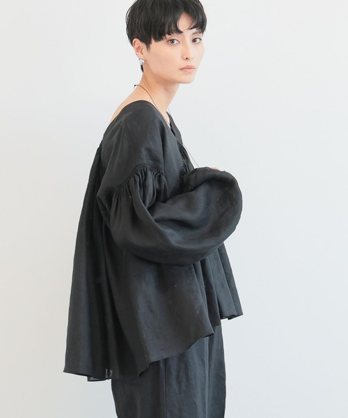 BARNYARDSTORM（バンヤードストーム）の「BARNYARDSTORM /  ボリュームリネンブラウス（シャツ/ブラウス・レディース・ブラック/ホワイト・S/M）」の10枚目の写真