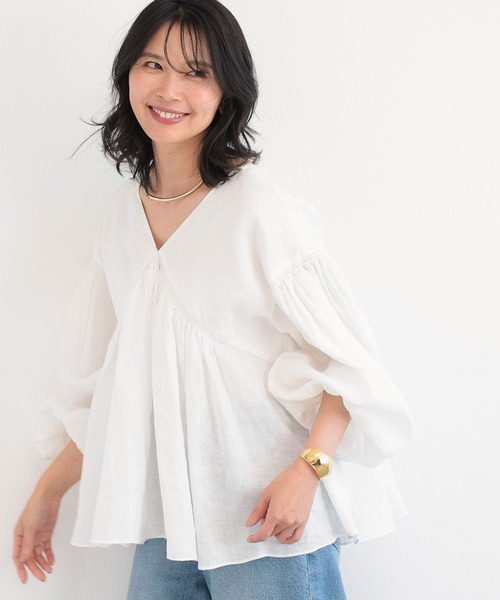 BARNYARDSTORM（バンヤードストーム）の「BARNYARDSTORM /  ボリュームリネンブラウス（シャツ/ブラウス・レディース・ブラック/ホワイト・S/M）」の3枚目の写真