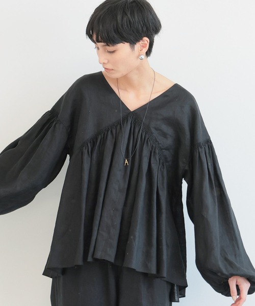 BARNYARDSTORM（バンヤードストーム）の「BARNYARDSTORM /  ボリュームリネンブラウス（シャツ/ブラウス・レディース・ブラック/ホワイト・S/M）」の7枚目の写真