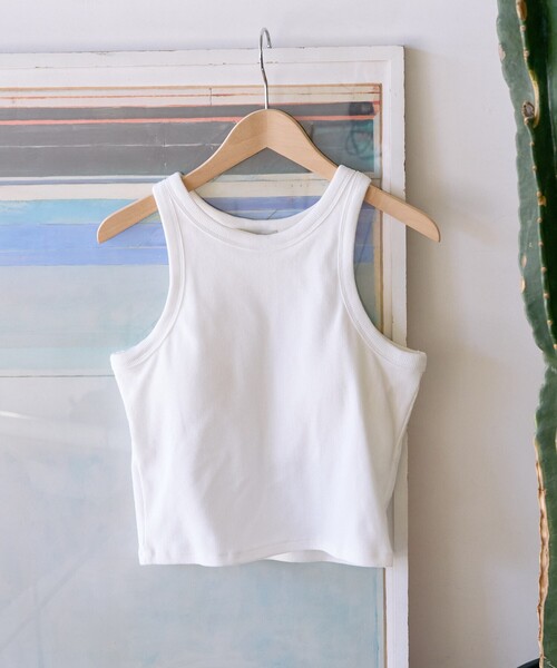 FREAK'S STORE（フリークスストア）の「限定展開　カップ付き アメスリ リブ タンクトップ（タンクトップ・レディース・ブルー/グリーン/オレンジ/ブラック/ライトグレー/ナチュラル/オフホワイト・ﾌﾘ-）」の2枚目の写真