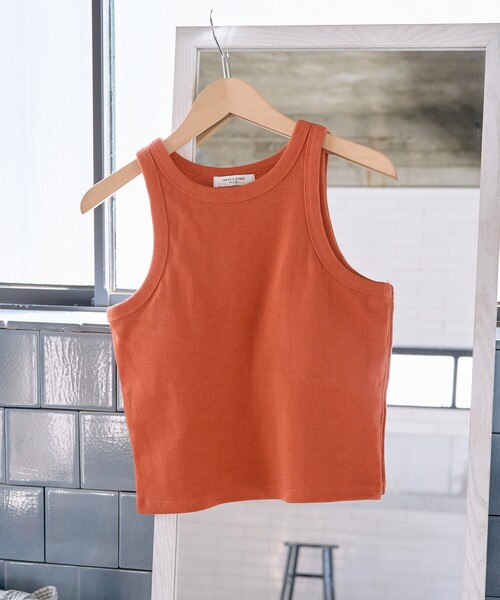 FREAK'S STORE（フリークスストア）の「限定展開　カップ付き アメスリ リブ タンクトップ（タンクトップ・レディース・ブルー/グリーン/オレンジ/ブラック/ライトグレー/ナチュラル/オフホワイト・ﾌﾘ-）」の7枚目の写真