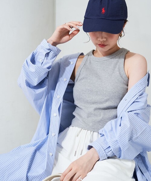 FREAK'S STORE（フリークスストア）の「限定展開　カップ付き アメスリ リブ タンクトップ（タンクトップ・レディース・ブルー/グリーン/オレンジ/ブラック/ライトグレー/ナチュラル/オフホワイト・ﾌﾘ-）」の4枚目の写真