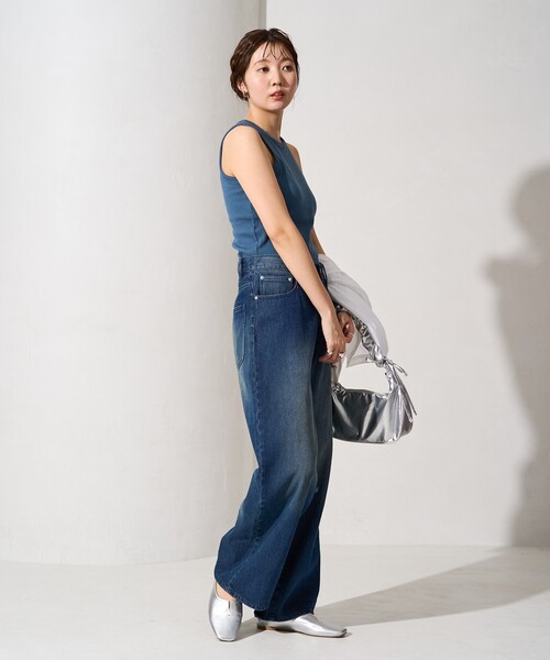 FREAK'S STORE（フリークスストア）の「限定展開　カップ付き アメスリ リブ タンクトップ（タンクトップ・レディース・ブルー/グリーン/オレンジ/ブラック/ライトグレー/ナチュラル/オフホワイト・ﾌﾘ-）」の13枚目の写真