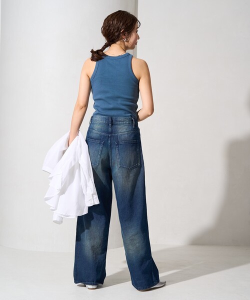 FREAK'S STORE（フリークスストア）の「限定展開　カップ付き アメスリ リブ タンクトップ（タンクトップ・レディース・ブルー/グリーン/オレンジ/ブラック/ライトグレー/ナチュラル/オフホワイト・ﾌﾘ-）」の14枚目の写真