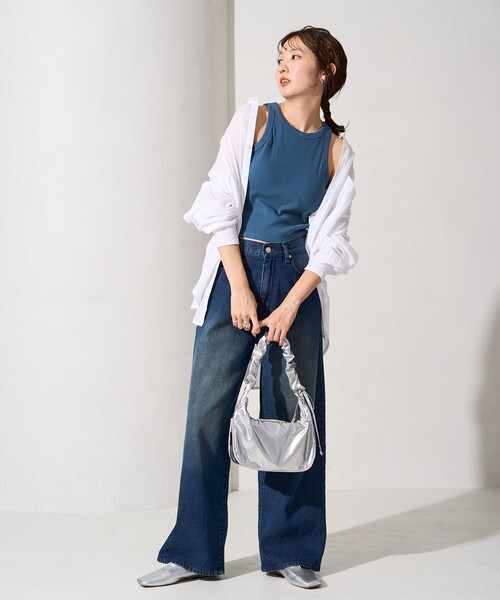 FREAK'S STORE（フリークスストア）の「限定展開　カップ付き アメスリ リブ タンクトップ（タンクトップ・レディース・ブルー/グリーン/オレンジ/ブラック/ライトグレー/ナチュラル/オフホワイト・ﾌﾘ-）」の17枚目の写真