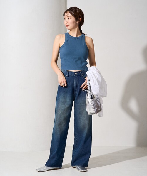 FREAK'S STORE（フリークスストア）の「限定展開　カップ付き アメスリ リブ タンクトップ（タンクトップ・レディース・ブルー/グリーン/オレンジ/ブラック/ライトグレー/ナチュラル/オフホワイト・ﾌﾘ-）」の18枚目の写真