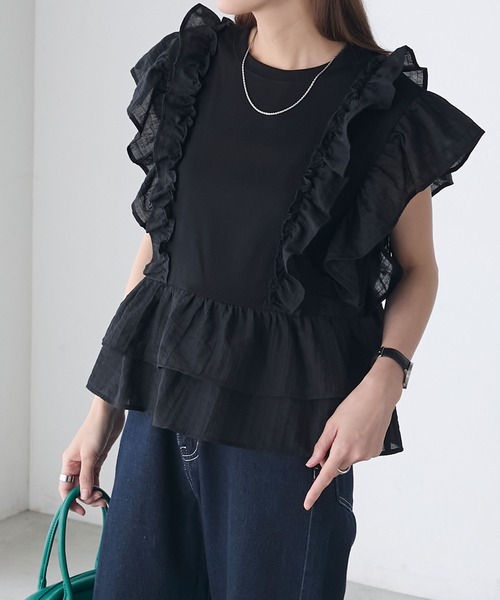 BONLECILL(ボンルシール)の「メニーフリルTEE(Tシャツ/カットソー・レディース・オフホワイト/レッド/ブラウン/ブラック・FREE)」の12枚目の写真
