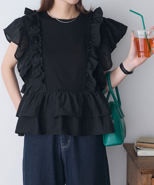 BONLECILL(ボンルシール)の「メニーフリルTEE(Tシャツ/カットソー・レディース・オフホワイト/レッド/ブラウン/ブラック・FREE)」の19枚目の写真