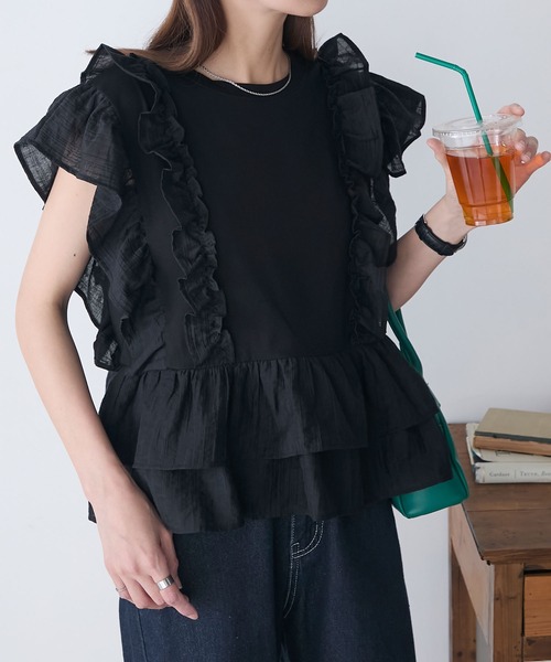 BONLECILL(ボンルシール)の「メニーフリルTEE(Tシャツ/カットソー・レディース・オフホワイト/レッド/ブラウン/ブラック・FREE)」の20枚目の写真