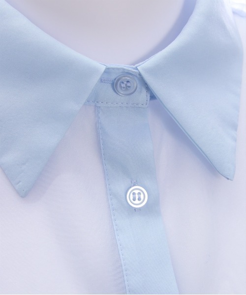 clear（クリア）の「リボン付きショート丈シアーシャツ[大人 ガーリー リボン 冷房対策]（シャツ/ブラウス・レディース・ライトグレー/ライトベージュ/ブルーグレー/オフホワイト・F）」の15枚目の写真