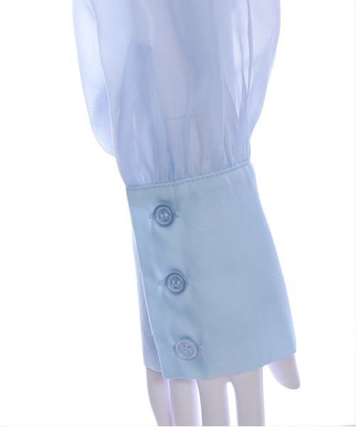 clear（クリア）の「リボン付きショート丈シアーシャツ[大人 ガーリー リボン 冷房対策]（シャツ/ブラウス・レディース・ライトグレー/ライトベージュ/ブルーグレー/オフホワイト・F）」の18枚目の写真