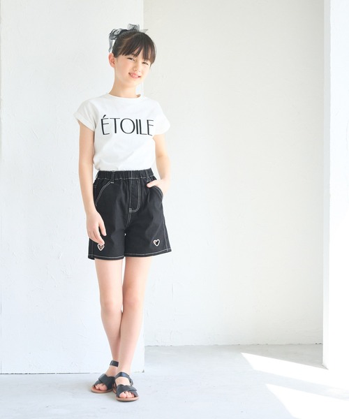 キッズ デニムハートくり抜きショートパンツ（デニムパンツ