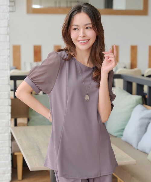 Tiaclasse(ティアクラッセ)の「【サラごこち】ソフトペプラムカットソー(Tシャツ/カットソー・レディース・ネイビー/ブラック/ブラウン系・XL/XXL)」の9枚目の写真