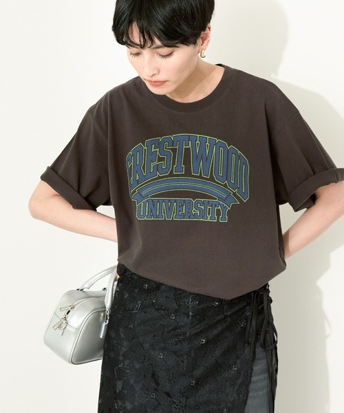 AMERICAN HOLIC（アメリカンホリック）の「バイオウォッシュ加工ロゴTシャツ（Tシャツ/カットソー・レディース・ブルー/ブラック/レッド・FREE）」の2枚目の写真