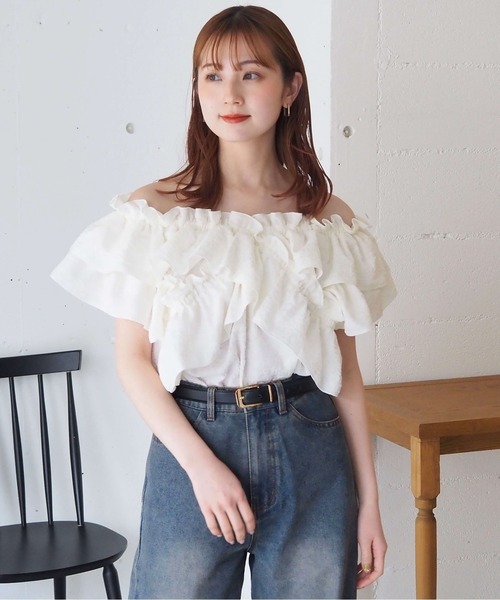 [ZOZO限定カラーあり]フリルクロス2wayブラウス