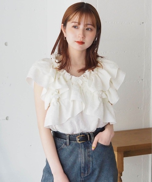 papier パピエ　フリルクロスブラウス 2025年最新】papier シャツ・ブラウスの人気アイテム - メルカリ
