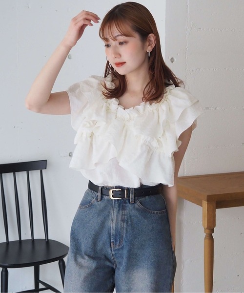 [ZOZO限定カラーあり]フリルクロス2wayブラウス