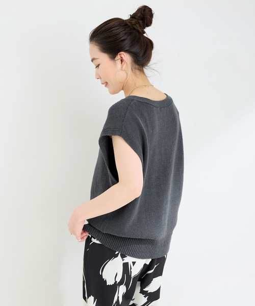 B.C STOCK（ベーセーストック）の「リネン混天竺ベスト（ベスト・レディース・チャコールグレー/ベージュ/ホワイト・FREE）」の10枚目の写真