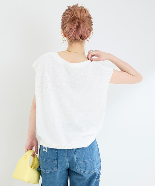 B.C STOCK（ベーセーストック）の「リネン混天竺ベスト（ベスト・レディース・チャコールグレー/ベージュ/ホワイト・FREE）」の19枚目の写真