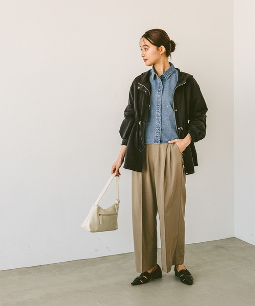 GLOBAL WORK（グローバルワーク）の「お手入れラクラクセットアップ/ワイドパンツ/290027（その他パンツ・レディース・オリーブ/ライトベージュ/ブラック・SMALL/MEDIUM/LARGE/X-SMALL）」の8枚目の写真