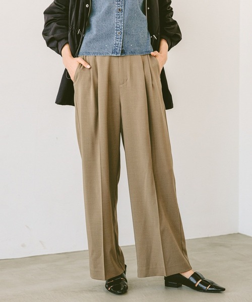 GLOBAL WORK（グローバルワーク）の「お手入れラクラクセットアップ/ワイドパンツ/290027（その他パンツ・レディース・オリーブ/ライトベージュ/ブラック・SMALL/MEDIUM/LARGE/X-SMALL）」の10枚目の写真