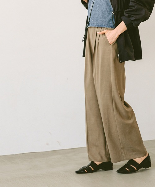 GLOBAL WORK（グローバルワーク）の「お手入れラクラクセットアップ/ワイドパンツ/290027（その他パンツ・レディース・オリーブ/ライトベージュ/ブラック・SMALL/MEDIUM/LARGE/X-SMALL）」の11枚目の写真