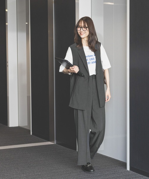 GLOBAL WORK　お手入れらくらくSET UP　Wジャケット　ワイドパンツ GLOBAL WORK（グローバルワーク）の「お手入れらくらくSET UP