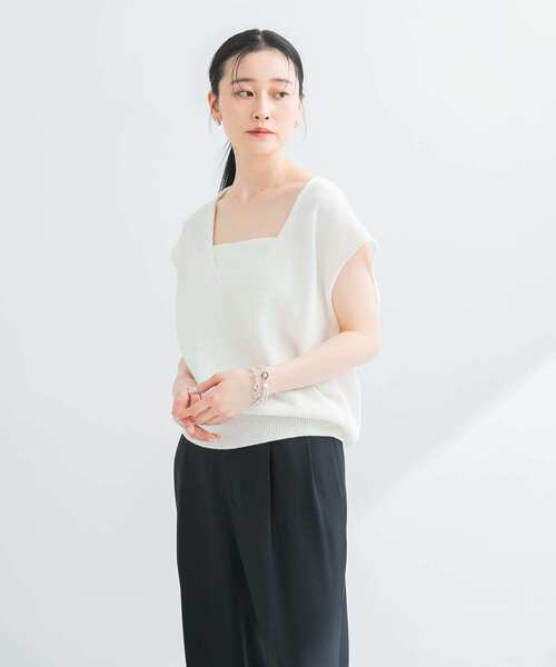 URBAN RESEARCH(アーバンリサーチ)の「リネンコットンVネックニットベスト(ベスト・レディース・オフホワイト/ベージュ/ブルー系その他・FREE)」の8枚目の写真