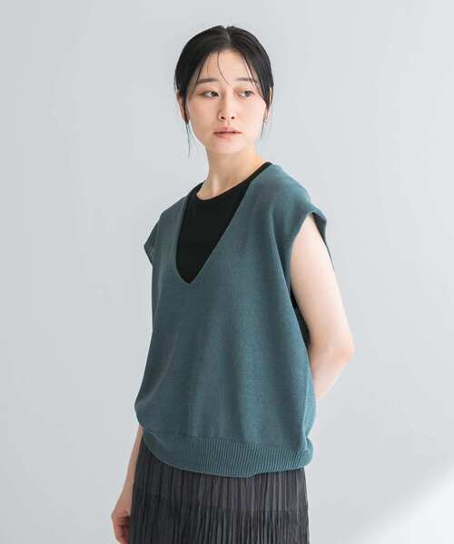かぐれ（カグレ）の「リネンコットンニットベスト（ニット