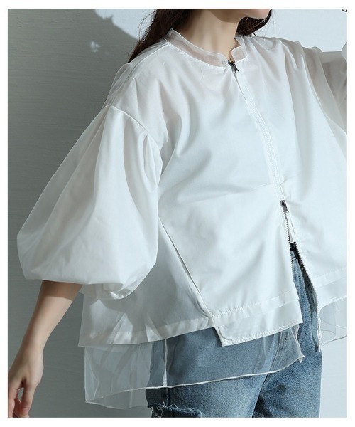 Sawa a la mode(サワアラモード)の「異素材ボリューム袖ブルゾン(ブルゾン・レディース・ブラック/ホワイト・FREE)」の22枚目の写真