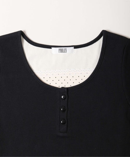 PHILLY（フィリー）の「【PHILLY】フェイクレイヤードTシャツ（Tシャツ/カットソー・レディース・ブラック/アイボリー/グレー・FREE）」の20枚目の写真