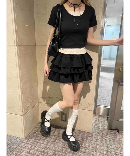 PHILLY（フィリー）の「【PHILLY】フェイクレイヤードTシャツ（Tシャツ/カットソー・レディース・ブラック/アイボリー/グレー・FREE）」の10枚目の写真