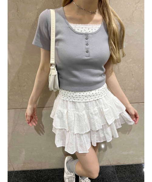 PHILLY（フィリー）の「【PHILLY】フェイクレイヤードTシャツ（Tシャツ/カットソー・レディース・ブラック/アイボリー/グレー・FREE）」の14枚目の写真