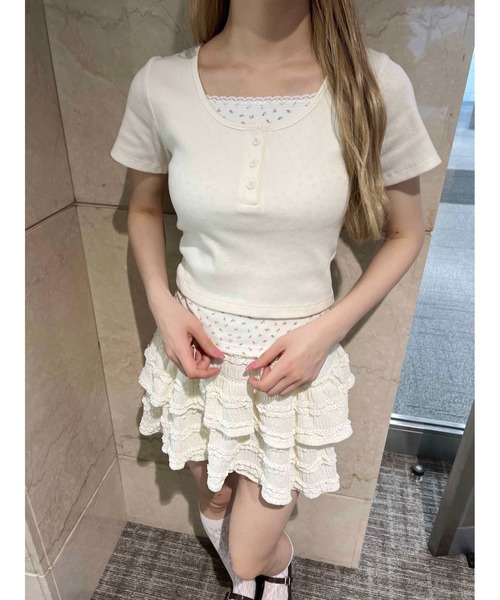 PHILLY（フィリー）の「【PHILLY】フェイクレイヤードTシャツ（Tシャツ/カットソー・レディース・ブラック/アイボリー/グレー・FREE）」の5枚目の写真