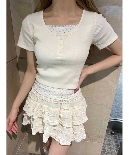 PHILLY（フィリー）の「【PHILLY】フェイクレイヤードTシャツ（Tシャツ/カットソー・レディース・ブラック/アイボリー/グレー・FREE）」の6枚目の写真