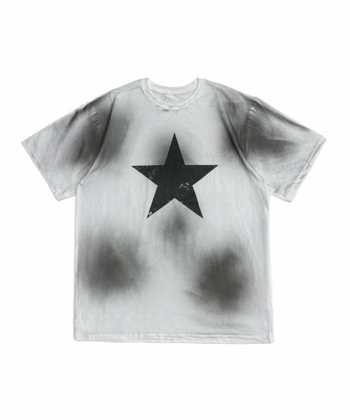 Chikashitsu +（チカシツプラス）の「【Chikashitsu +】pigment big star t-shirt / 【チカシツプラス】ピグメントビッグスタープリント半袖Tシャツ（Tシャツ/カットソー・メンズ・ブラック/ホワイト・ONE SIZE）」の17枚目の写真