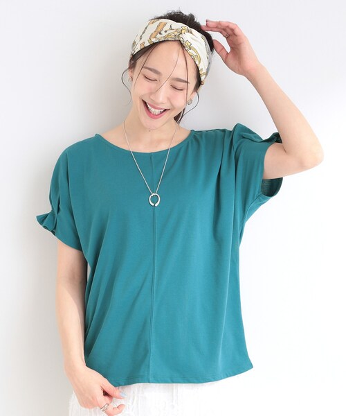 DRESKIP(ドレスキップ)の「【S-LL/UV/プチプラ】お袖タックで好印象 デザインTシャツ(Tシャツ/カットソー・レディース・イエロー/ダークブラウン/ブルー系その他/ブラック/オフホワイト・02/04/01/03)」の22枚目の写真