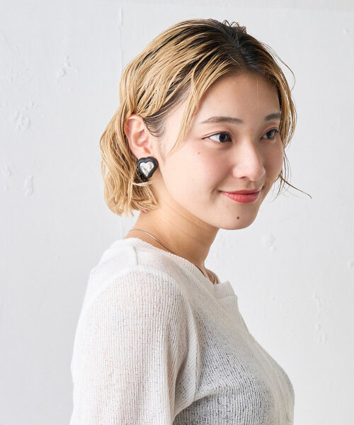 14kgf pale pinkカラーオパール・パーキマーピアス/イヤリング