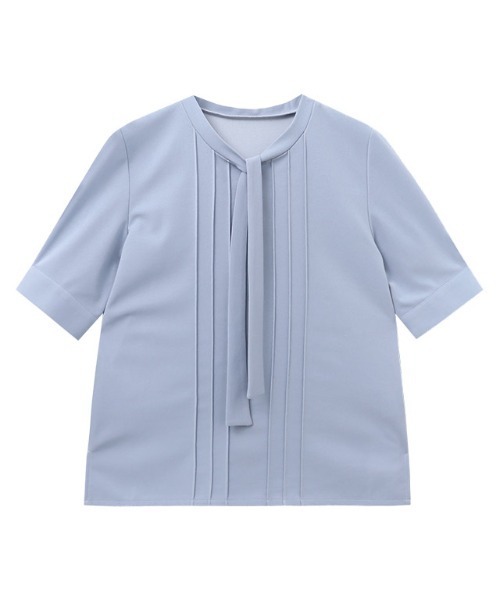 Pierrot（ピエロ）の「【接触冷感/UV/ウォッシャブル】ピンタックタイデザインTブラウス（シャツ/ブラウス・レディース・グレー/オフホワイト/ブルー/ネイビー・M/L）」の16枚目の写真